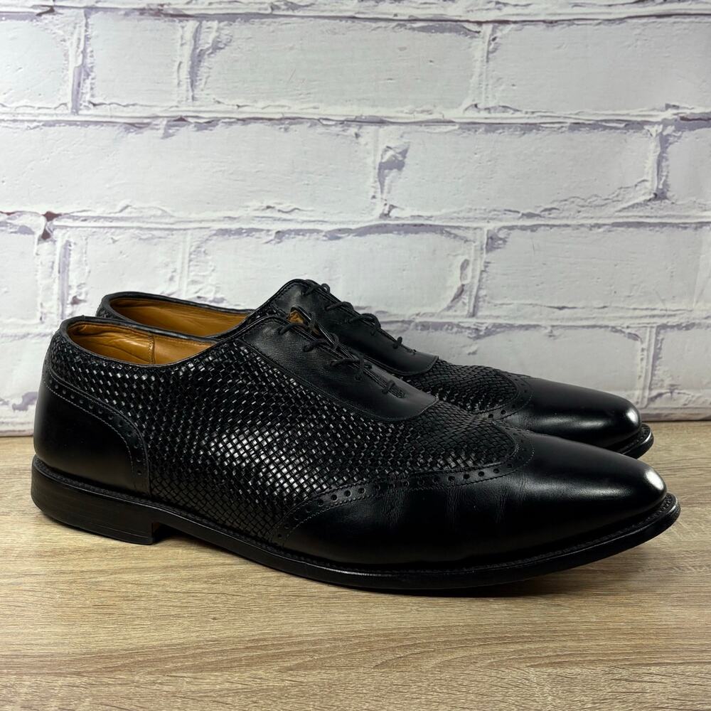 Allen Edmonds Hampstead Black Woven Wingtip Oxford Dress Shoes Men's Size 16 D